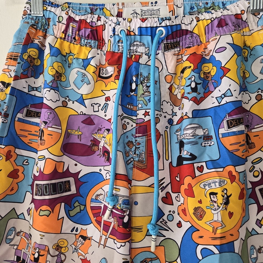 Original Penguin Jethro Haynes Print Stretch Mesh Lined Swim Shorts Size Small - Picture 4 of 15